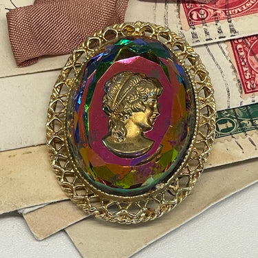 Rainbow Glass Cameo Brooch/Pendant Combo Bloomers and Frocks